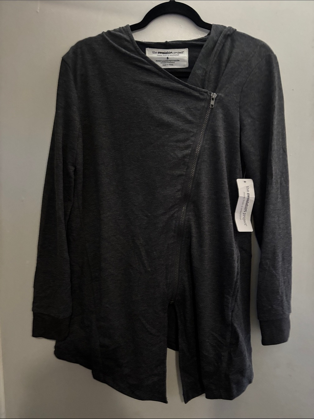 Asymmetrical Zip Utility Jacket in Charcoal